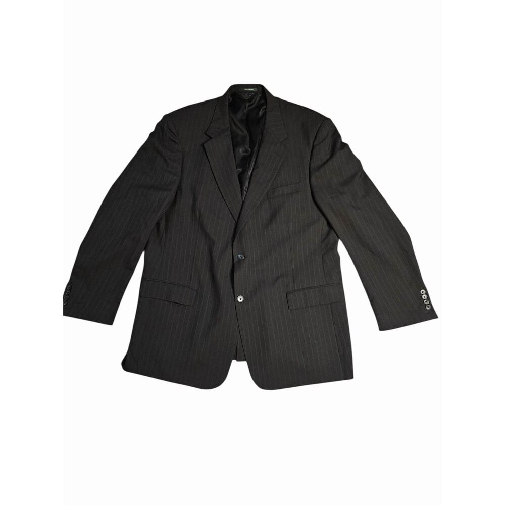 Palm Beach 48L Men’s Pinstripe‎ Blazer Jacket 100% Worsted Wool Black